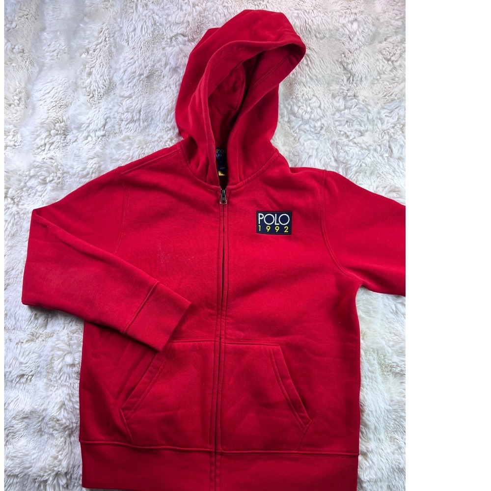 Polo Ralph Lauren Kids Red 1992 Full Zip Hoodie Sweatshirt Medium 10-12 A31